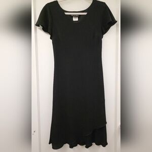S&L Fashions Women's Vintage 85 Short Sleeve V-Neck Shift Dress Black Size 8